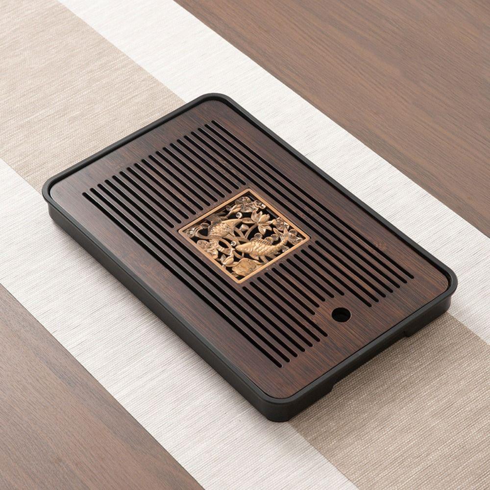 Dual Purpose Bamboo Tea Tray with Drain Water Storage Gongfu Tea Set Table Office