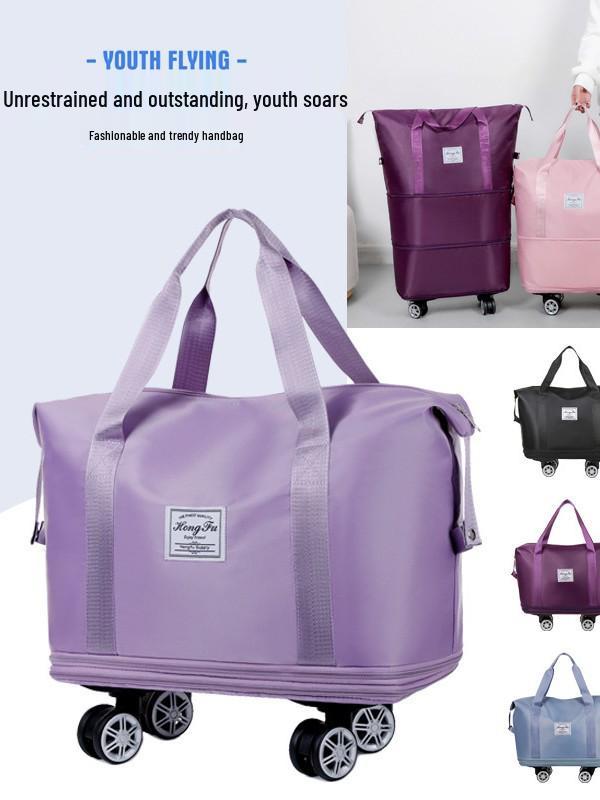 Large Capacity Multi-Functional Travel Bag with Universal Wheels and Luggage Handle Attachment