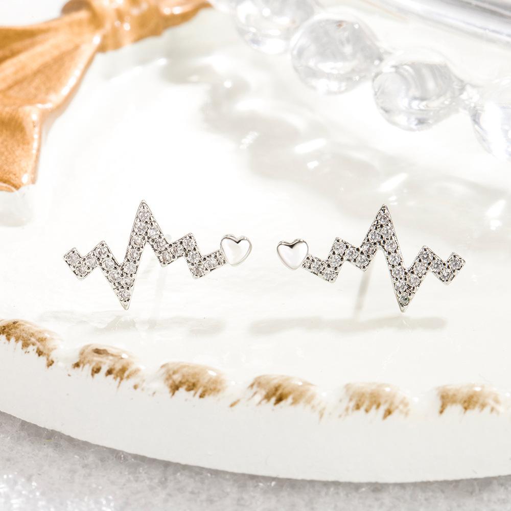 Love Electrocardiogram Stud Earrings Fashion Stud Earrings Personality Trendy Earrings Femininity Fashion Ear Jewelry