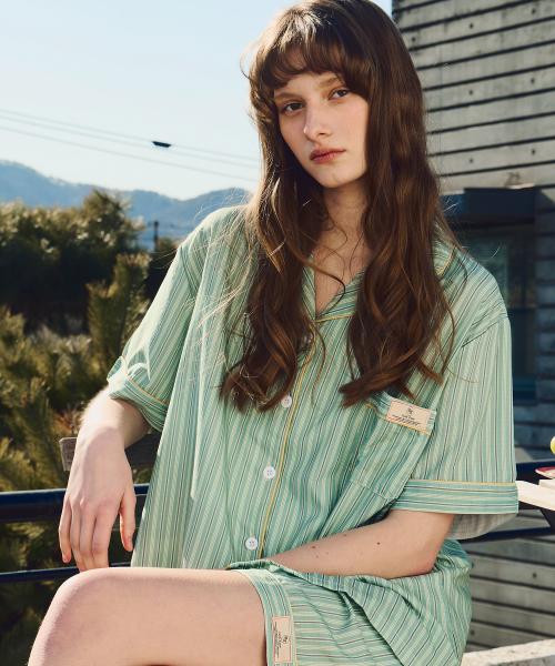 [Pink Zone] Palace Short-Sleeve Collar Pajamas Set [Shipped from Korea] 100% Authentic M