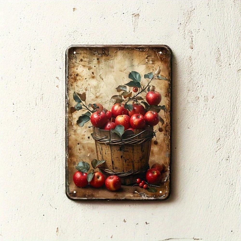 Apple Barrel Vintage Tin Sign Metal Wall Art Rustic Farmhouse Decor 8x12 Inch
