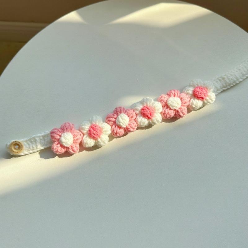 Haustier Handgefertigt Dreidimensionales Garn Blume Halsband Niedlicher Schal Dekorative Accessoires Hund Katze
