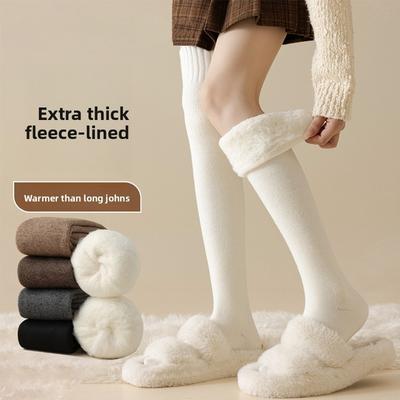 Dicke Damen Herbst- und Wintersocken mit Wolle zur Vermeidung des Herunterrutschens am Fuß