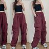 Solid Color Women's Spring Autumn Plus Size Dopamine Loose Wide Leg Elastic Waist Pants Thin Breathable  Work Pants