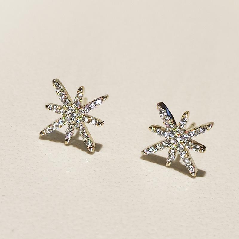 Elegant Starlight Zirconia Stud Earrings: 925 Sterling Silver Gold Accessories