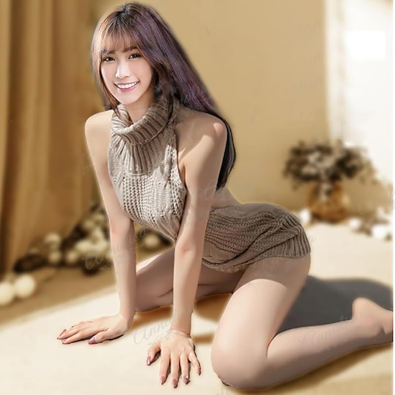 [Annalisa] The Sweater That Kills Virginity First Generation Cosplay Sexy Free Size Knit Dress Lingerie Baby Doll Costume One Piece Joke Goods (red)