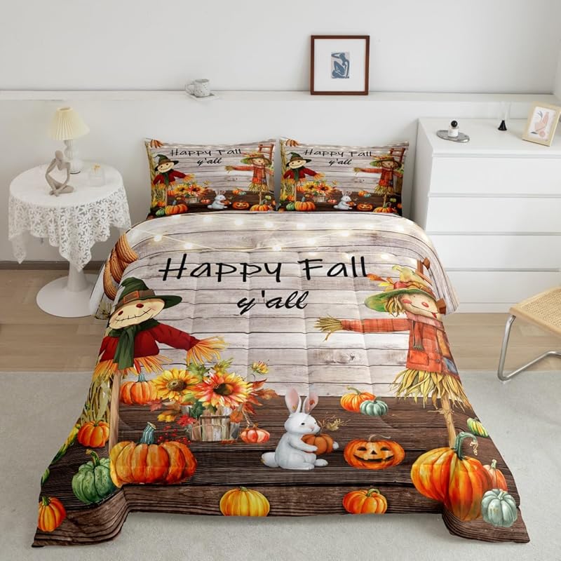 Høst Gresskar Landlig Gårdshus Lønneblad Solsikke Dynesett Thanksgiving Kalkun Gutt Jente Voksen Romdekorasjon