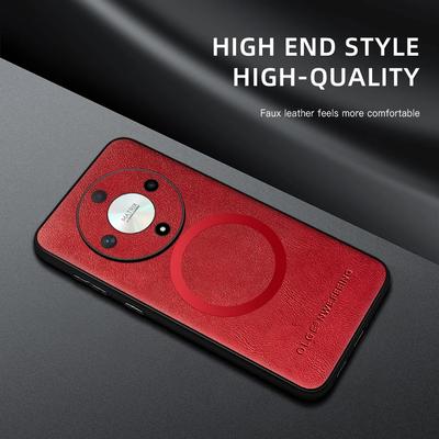 For Honor X9B X8B PU Leather Magnetic Ring Soft Edge Anti-Drop Anti-Fingerprint Phone Case