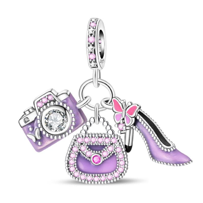 Copper Metal Bear Rabbit Koala Rainbow Horse Flamingo Princess Charm Bead Components Bead Components Compatible With Pan Authentic Original Bracelets