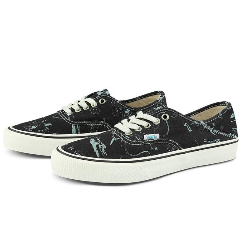 Vans Authentic SF Letter Stripe Print Low-Top Unisex Skate Shoes Black VN0A3MU642C