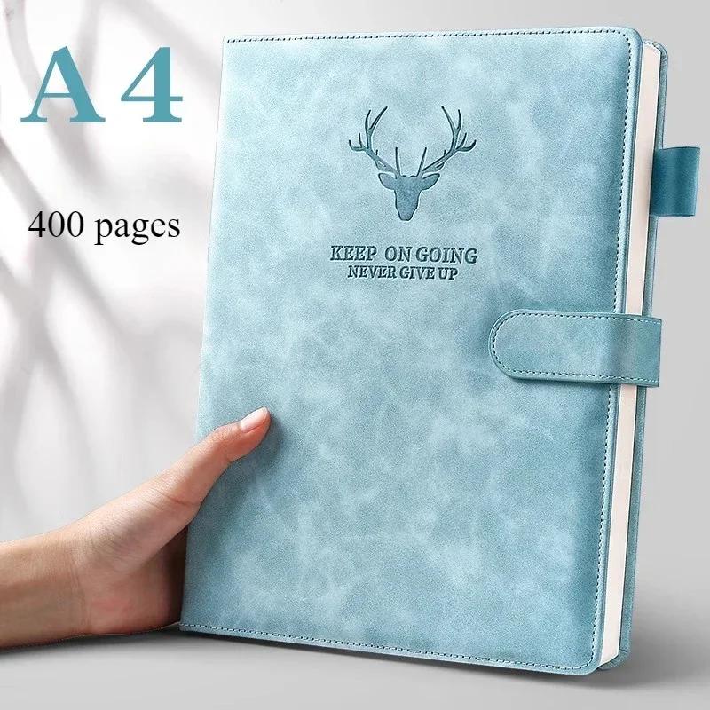 

A4 Notebook Ultra-thick Thickened Notepad Business Soft Leather Work Meeting Record Book Office Diary Sketchbook Students Cute (Sky Blue,A4) небесно-голубой