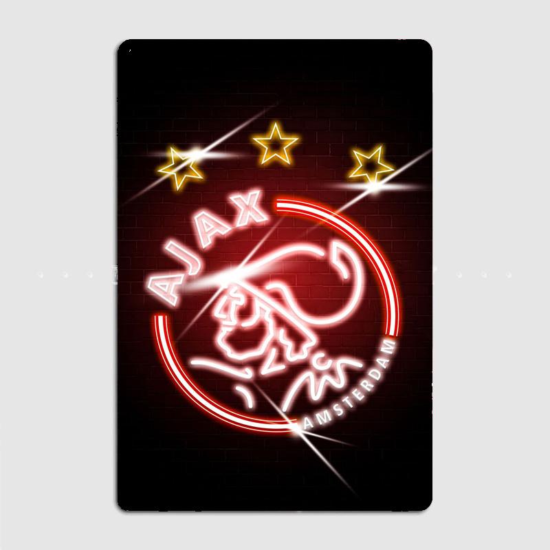 

Логотип Футбольного Клуба Амстердама Неоновая Вывеска Ретро Постер Металлическая Вывеска На Заказ Футбольный Клуб Гараж Внутренний Настенный Декор Комнаты Жесть Домашний Декор 20x30cm（7.8x11.8inch）