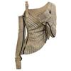 Herbst Frau Unregelmäßige Design Trikots Gyaru Langarm Cropped Tops Slash Neck Pullover Y2k Streetwear 2000er Jahre Ästhetische Vintage
