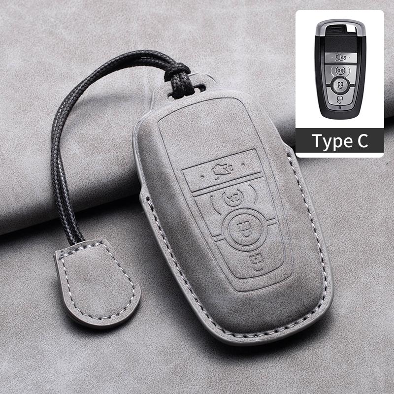 Styling Mouldings Sheepskin Car Key Cover Case for Ford Maverick Focus Edge Explorer Everest Fusion Mondeo Mustang Raptor Bronco