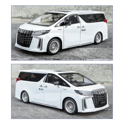 1/18 Scale Toyota Alphard MPV Diecast Metal Model Car with Sound & Light, Perfect for Gifts and Collections (White)
