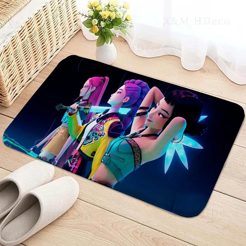 Kpop D-demon Hunters Floor Mat Rectangle Anti-slip Home Soft Badmat Front Door Indoor Outdoor Mat Welcome Doormat