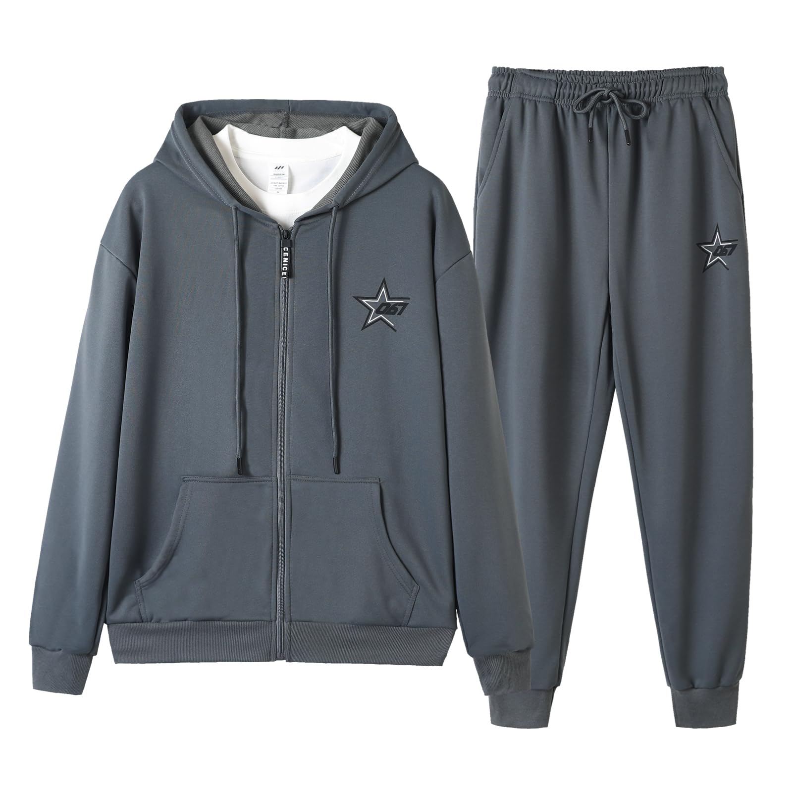 

Спортивный костюм VERAVANT Идеально подходит для осени и Идеально подходит для занятий спортом и Включает худи и Повседневный крой для и Зимы Темный Мужской Комплект, Зима, Одежда, Ходьба,