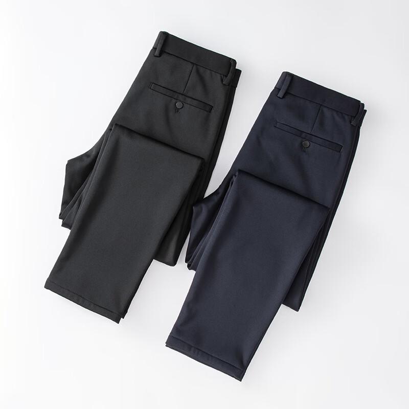 ROMON Men's Wrinkle-Free Elastic Straight Fit Trousers