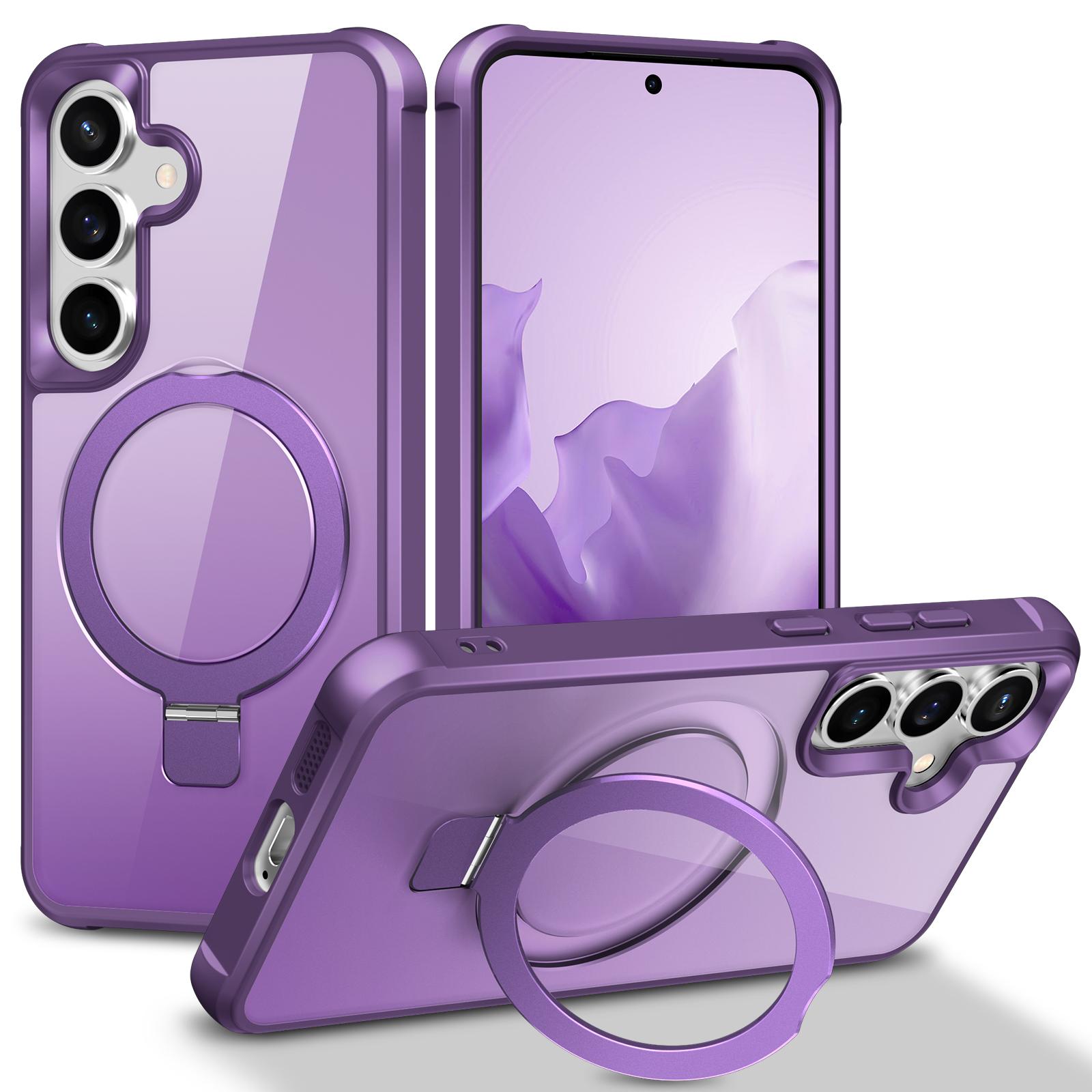 

For Samsung Galaxy S25+/S24+ Case Compatible with MagSafe Ring Holder Kickstand TPU+PC Phone Cover Purple