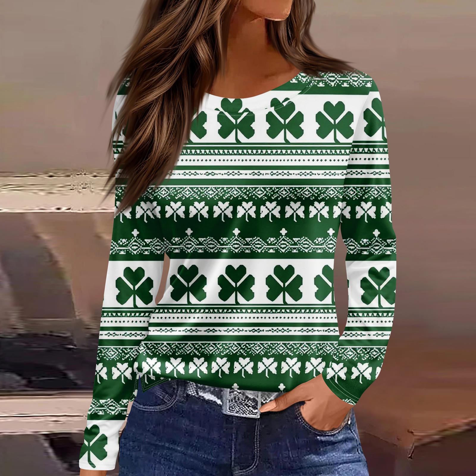 

Женская модная повседневная свободная футболка с принтом и круглым вырезом с разрезом и длинным рукавом, женский топ M