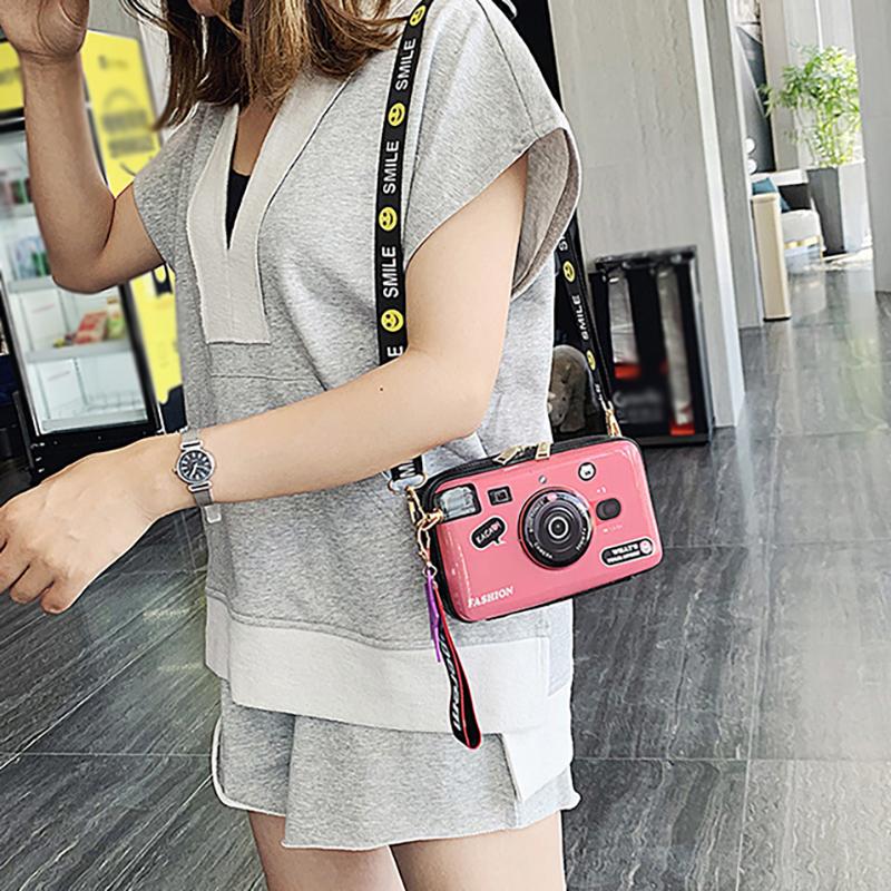 SCIONE Bolsa de Ombro Mini Câmera 2025 Nova PU Pintada Bolsa Fofa para Menina Moda Personalidade Coringa Bolsa Transversal