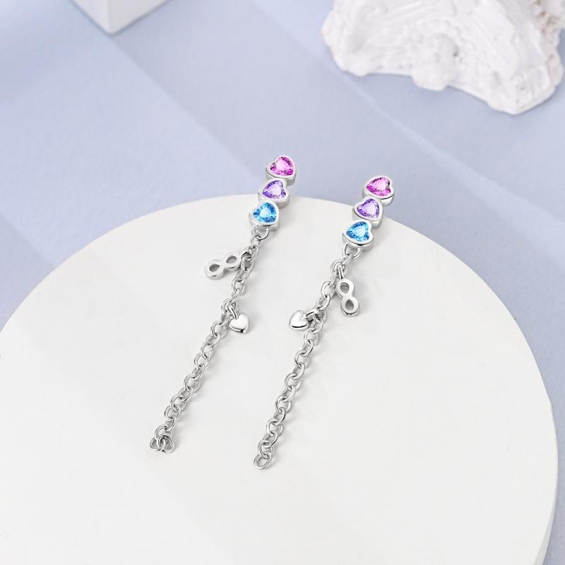 Authentic 925 Silver Infinite love Ear stud For Women Simple Puncture Earrings Fit Girl Birthday Evening Party