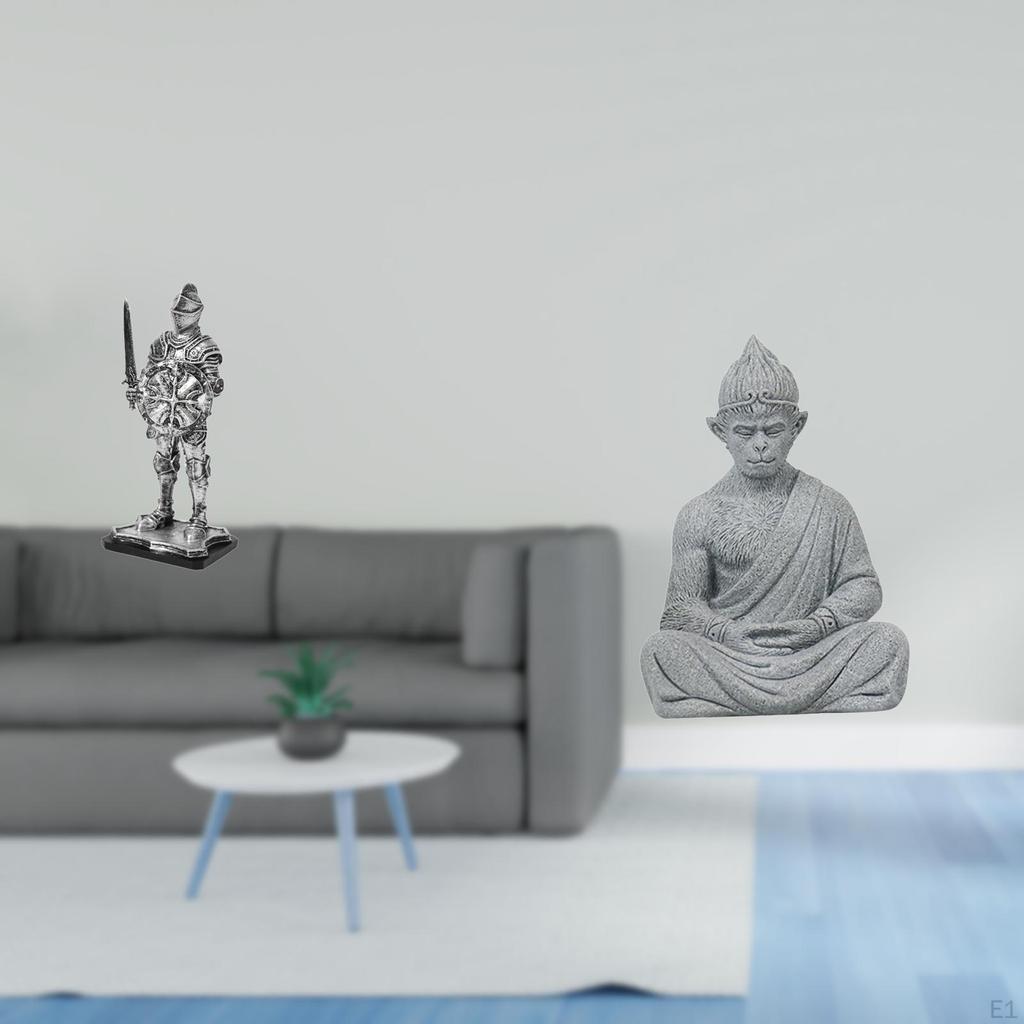 Vintage Knight And Monkey Buddha Sculpture Creative Tabletop Ornament for Entryway Bookshelf Office
