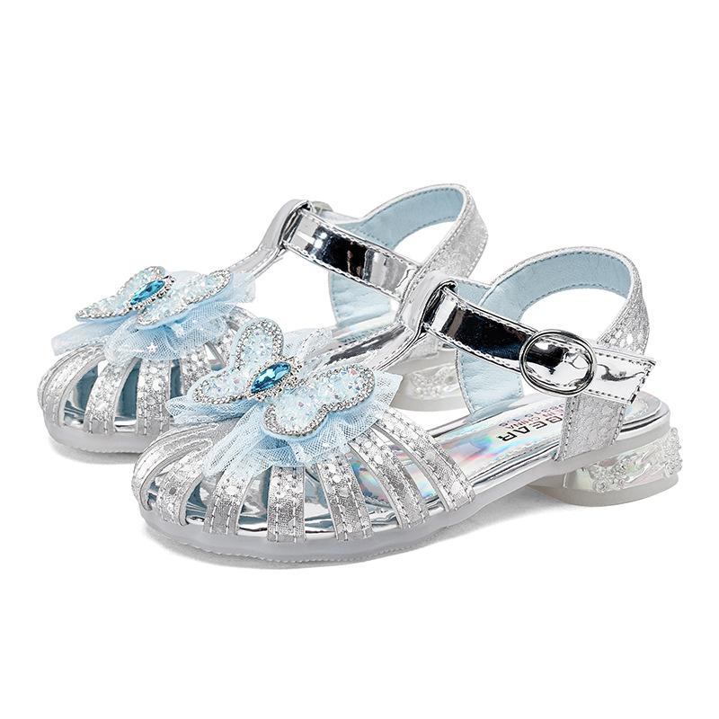 

HobiBear Обувь для девочек. Летние детские сандалии принцессы. Сандалии с кристаллами Эльзы на мягкой подошве для девочек. 26 серебряный