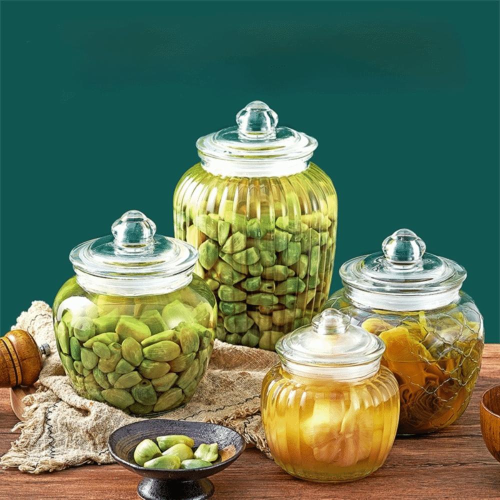 Multi-functional Transparent Glass Pickle Jar Sealed Large Capacity Kitchen Storage Jar Thickened Reusable Kimchi Jar Sugar