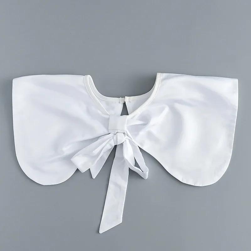 Girls Bowknots Lapel Fake Collar Shawl for Women's Shoulder Wraps White Shawl Sweater Wrap Detachable False Collar