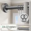 Silent Curtain Track with Punch-Free Installation - Balcony Side & Top Mount Slide Rail with Pulley and Hook Guide.