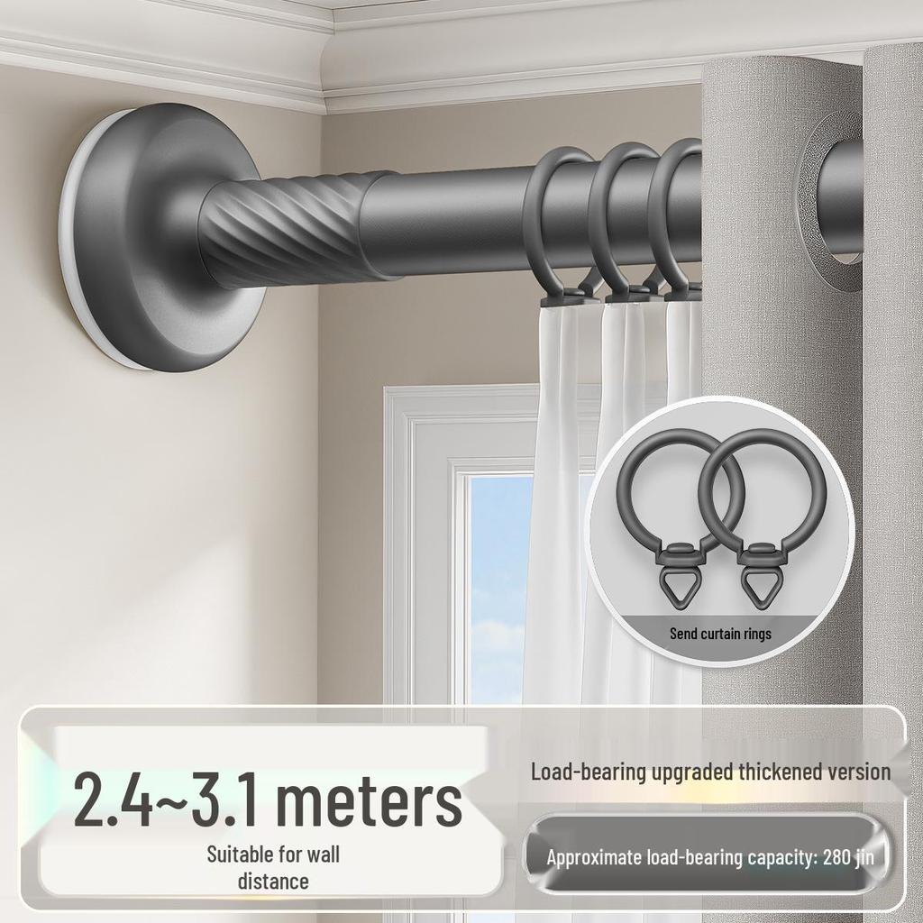 Silent Curtain Track with Punch-Free Installation - Balcony Side & Top Mount Slide Rail with Pulley and Hook Guide.