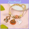 Halloween Pumpkin Charm Bracelet With Micro Inlay Zirconia For Unisex Costume Accessory