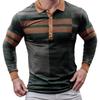 Mens Long Sleeve Polo Shirt With 3D Digital Print Slim Fit Casual Top