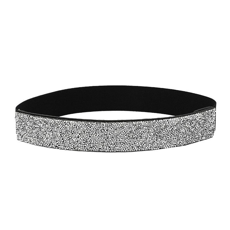 1Pc Full Diamante Wide Women's Ladies Dress Imitation Leather Stretch Waistband Rhinestone Belt