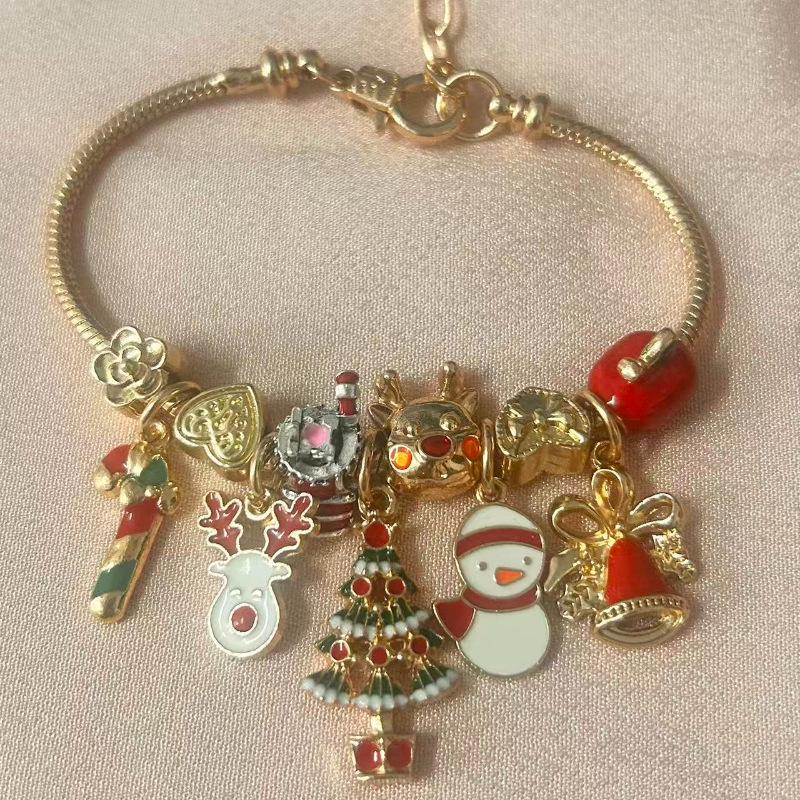 New European and American Cross-Border Pandora-Style Beaded Christmas Bracelet