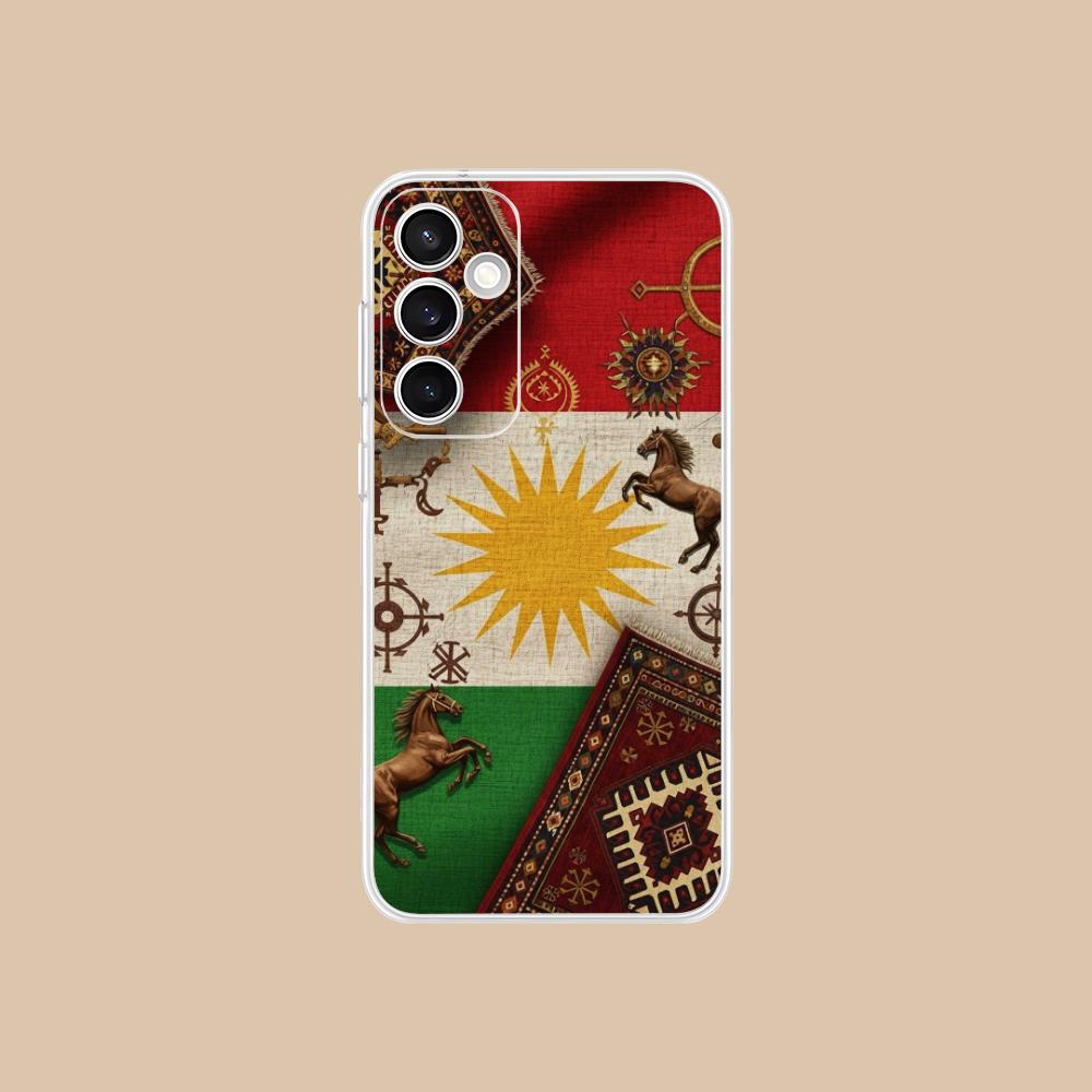 Przezroczyste Etui na Telefon z Flagą Kurdystanu dla Samsung Galaxy S25 S24 S23 S22 S21Plus FE Ultra Kolorowe Pokrowce
