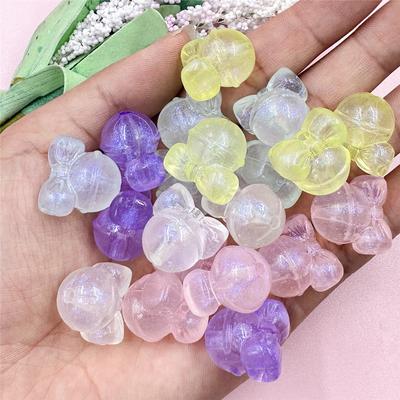 Perline luminescenti con testa di topo di alta qualità con foro Regali in polvere glitter acrilica 20 pezzi Accessorio per perline fai da te 19,3 mm * 19 mm