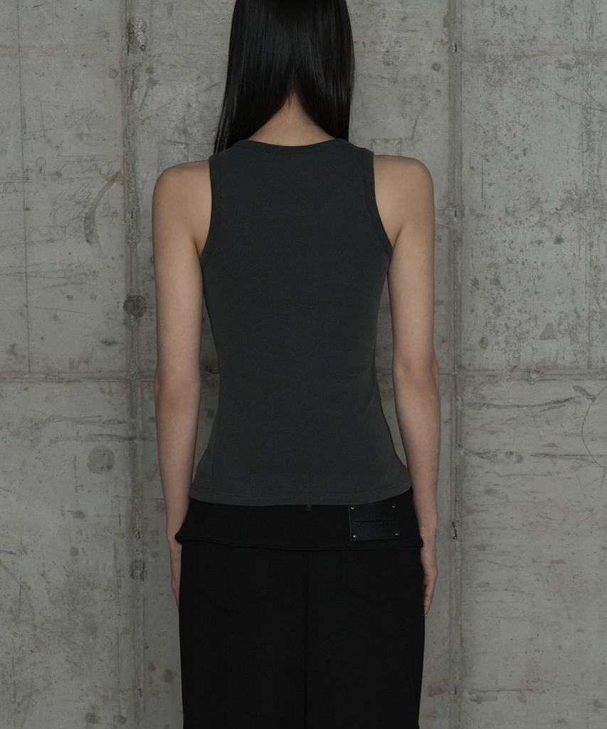 ETRE AU SOMMET Unbal Panel Open Zipper Point Sleeve (Dark Gray)