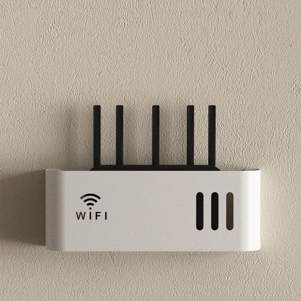 Wall Mounted WiFi Router Shelf Plastic Power Cable Organizer for Power Strips & Home Decor