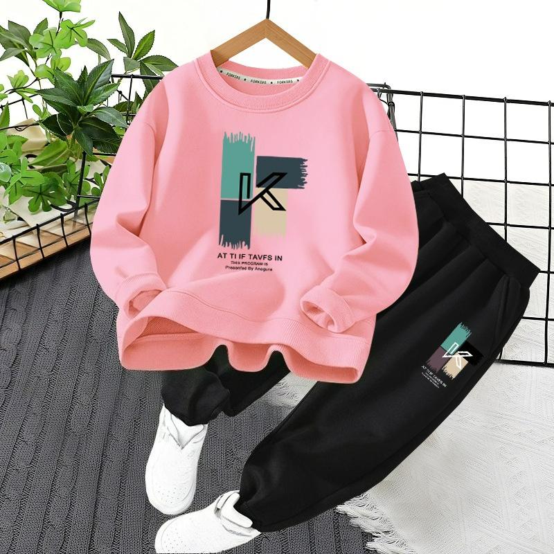 CUHK Children's Sweater Winter Plus Velvet Thickened Two-piece Spring and Autumn Children's Leisure Sports Suit