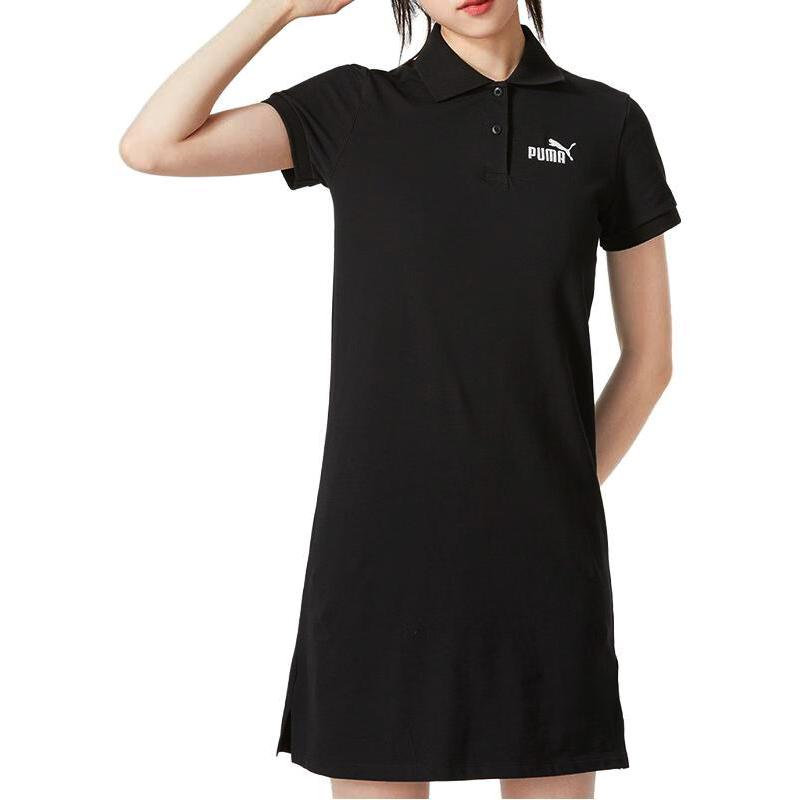 Puma Robe Polo Sportive Décontractée Imprimé Logo Rétro Américain Robe Femme Noir 676691-01