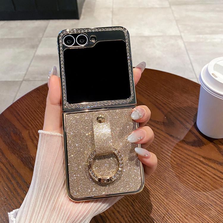 Samsung Galaxy Z Flip 7 Glitzer Galvanisiert Strassstein Hülle Kompatibel mit Z Flip 6