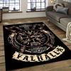 Viking-Inspired Black Area Rug with Golden Norse Runes Design , Anti-Slip Polyester Floor Mat for Living Room, Bedroom, Bathroom