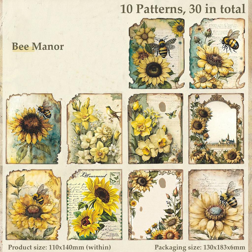 30 Sheets Vintage Scrapbook Paper Retro Aesthetic Decorative Materials Art Collage Handbook Material Paper Handmade DIY Crafts