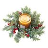Artificial Christmas Candle Rings Christmas Table Decoration with Red Berry Candle Holder Rings Small Plastic Xmas Candle Wreath