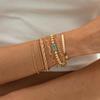 7pcs Set Fashion Luxury Acrylic Gemstone Gold Color Twisted Chain Layered Bracelets for Women Temperament Stackable Jewelry Sets