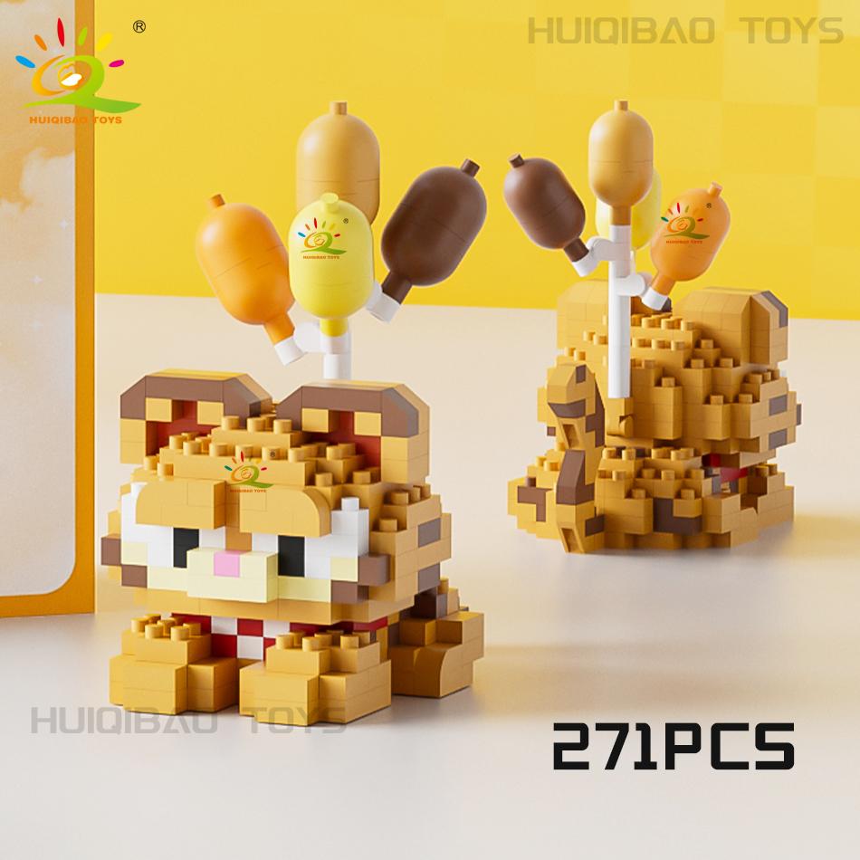HUIQIBAO MINI Cute Pet Balloon Cat Dog Micro Building Block Set City Cartoon Animal Diamond Home Decoration Bricks Toys Adult