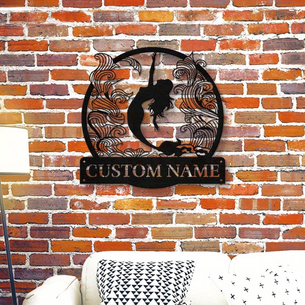 1pc Mermaid Metal Wall Art Custom Name Sign Farmhouse Decor
