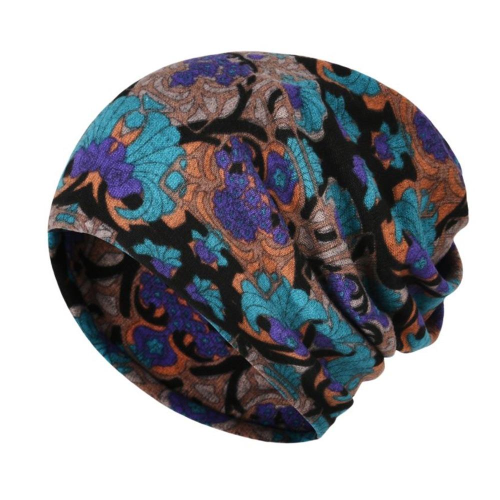 Multifunctional Turban Hats Plaid Print Casual Hedging Cap Autumn and Winter